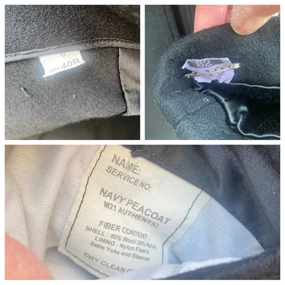 Sterlingwear Boston Double-Breasted Black Wool Navy Peacoat, 40R - Picture 3 of 16